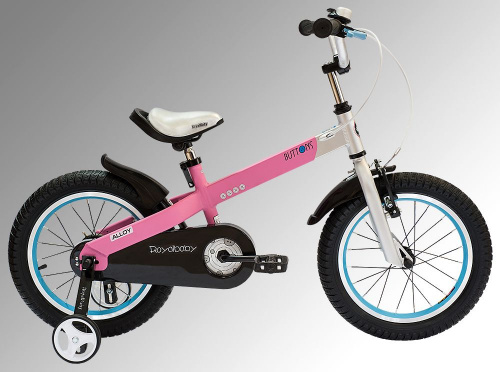 Фото выбрать и купить детский велосипед или подростковый, для девочки или мальчика, размеры 12 дюймов, 14 дюймов, 16 дюймов, 18 дюймов и 20 дюймов, горный, городской, фэтбайк, полуфэт, BMX, складной детский, трехколесный, со склада в СПб - детские велосипеды, велосипед royal baby buttons alloy 18 (2019) розовый  в наличии - интернет-магазин Мастерская Тимура