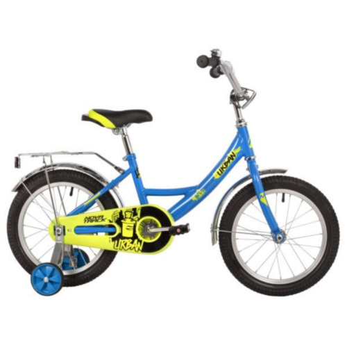 Фото выбрать и купить детский велосипед или подростковый, для девочки или мальчика, размеры 12 дюймов, 14 дюймов, 16 дюймов, 18 дюймов и 20 дюймов, горный, городской, фэтбайк, полуфэт, BMX, складной детский, трехколесный, со склада в СПб - детские велосипеды, велосипед novatrack 16" urban синий, полная защита цепи, тормоз нож., крылья и багажник хром.  в наличии - интернет-магазин Мастерская Тимура