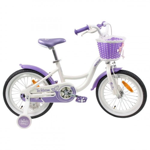 Фото выбрать и купить детский велосипед или подростковый, для девочки или мальчика, размеры 12 дюймов, 14 дюймов, 16 дюймов, 18 дюймов и 20 дюймов, горный, городской, фэтбайк, полуфэт, BMX, складной детский, трехколесный, со склада в СПб - детские велосипеды, велосипед tech team merlin 16" alu, фиолетовый/белый (nn001528)  в наличии - интернет-магазин Мастерская Тимура