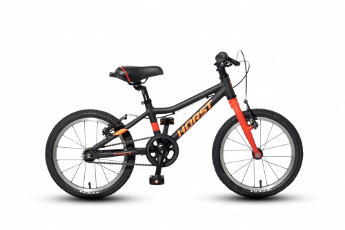 Фото выбрать и купить детский велосипед или подростковый, для девочки или мальчика, размеры 12 дюймов, 14 дюймов, 16 дюймов, 18 дюймов и 20 дюймов, горный, городской, фэтбайк, полуфэт, BMX, складной детский, трехколесный, со склада в СПб - детские велосипеды, велосипед horst sturm 16 (2021) серебро/оранжевый/красный  в наличии - интернет-магазин Мастерская Тимура