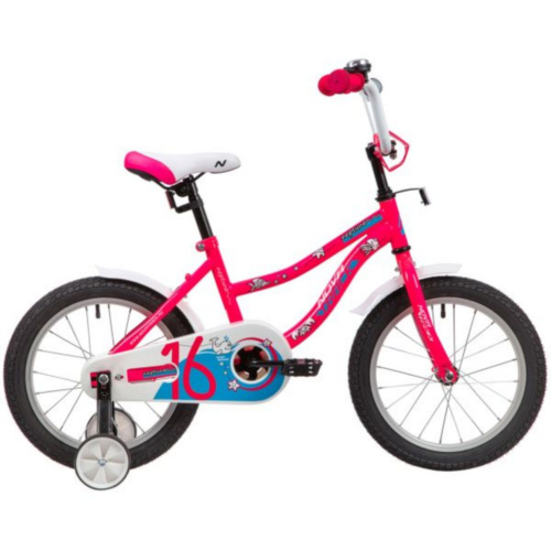 Фото выбрать и купить детский велосипед или подростковый, для девочки или мальчика, размеры 12 дюймов, 14 дюймов, 16 дюймов, 18 дюймов и 20 дюймов, горный, городской, фэтбайк, полуфэт, BMX, складной детский, трехколесный, со склада в СПб - детские велосипеды, велосипед novatrack 16" neptune розовый, тормоз нож, крылья корот, полная защ.цепи  в наличии - интернет-магазин Мастерская Тимура