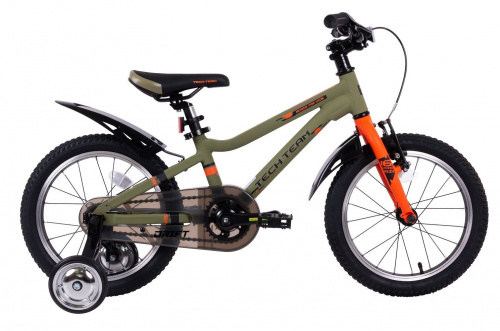 Фото выбрать и купить детский велосипед или подростковый, для девочки или мальчика, размеры 12 дюймов, 14 дюймов, 16 дюймов, 18 дюймов и 20 дюймов, горный, городской, фэтбайк, полуфэт, BMX, складной детский, трехколесный, со склада в СПб - детские велосипеды, велосипед tech team drift 16 alu (16" 1 ск.) зеленый  в наличии - интернет-магазин Мастерская Тимура
