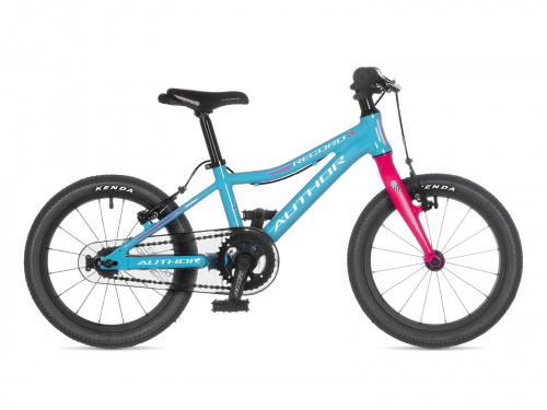 Фото выбрать и купить детский велосипед или подростковый, для девочки или мальчика, размеры 12 дюймов, 14 дюймов, 16 дюймов, 18 дюймов и 20 дюймов, горный, городской, фэтбайк, полуфэт, BMX, складной детский, трехколесный, со склада в СПб - детские велосипеды, велосипед author record 16 (2021) голубой/розовый  в наличии - интернет-магазин Мастерская Тимура