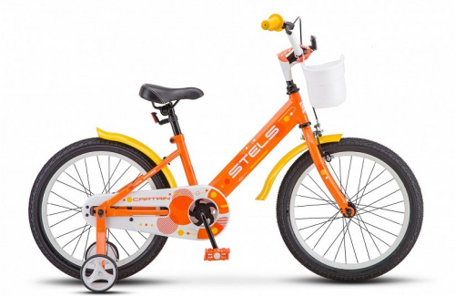 Фото выбрать и купить детский велосипед или подростковый, для девочки или мальчика, размеры 12 дюймов, 14 дюймов, 16 дюймов, 18 дюймов и 20 дюймов, горный, городской, фэтбайк, полуфэт, BMX, складной детский, трехколесный, со склада в СПб - детские велосипеды, велосипед stels captain 18 v010 (2020) оранжевый  в наличии - интернет-магазин Мастерская Тимура
