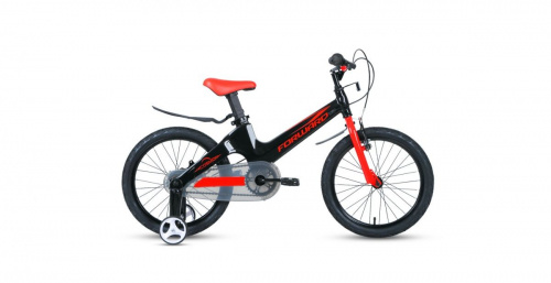Фото выбрать и купить детский велосипед или подростковый, для девочки или мальчика, размеры 12 дюймов, 14 дюймов, 16 дюймов, 18 дюймов и 20 дюймов, горный, городской, фэтбайк, полуфэт, BMX, складной детский, трехколесный, со склада в СПб - детские велосипеды, велосипед forward cosmo 18 2.0 (2020) black/red черный/красный  в наличии - интернет-магазин Мастерская Тимура
