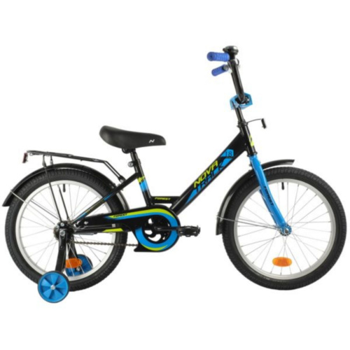 Фото выбрать и купить детский велосипед или подростковый, для девочки или мальчика, размеры 12 дюймов, 14 дюймов, 16 дюймов, 18 дюймов и 20 дюймов, горный, городской, фэтбайк, полуфэт, BMX, складной детский, трехколесный, со склада в СПб - детские велосипеды, велосипед novatrack 18" forest черный, сталь, тормоз нож, крылья, багажник  в наличии - интернет-магазин Мастерская Тимура