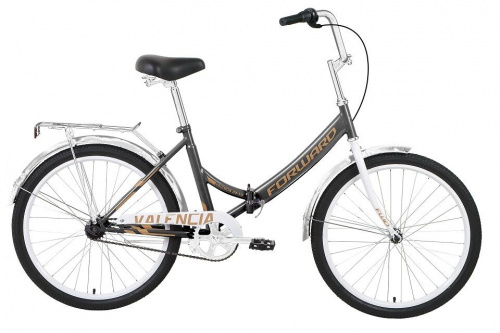 Фото выбрать и купить горный или городской велосипед, туристический, складной, со склада в СПб - большой выбор для взрослого, размеры 14, 16, 20, 22, 24, 26, 28 дюймов, детские велосипеды, велосипед forward valencia 24 3.0 (2021) темно-серый / бежевый  в наличии - интернет-магазин Мастерская Тимура