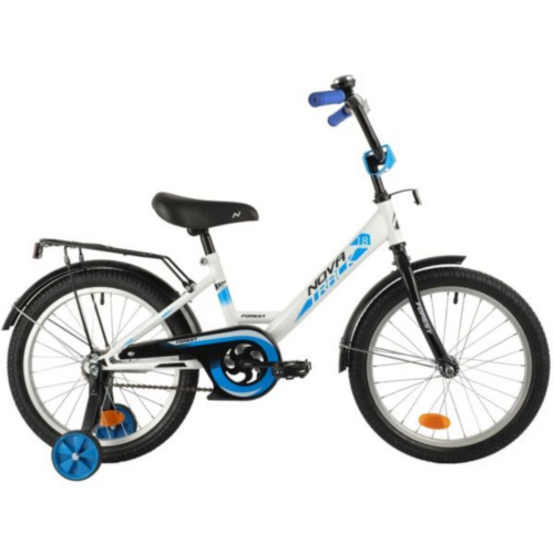 Фото выбрать и купить детский велосипед или подростковый, для девочки или мальчика, размеры 12 дюймов, 14 дюймов, 16 дюймов, 18 дюймов и 20 дюймов, горный, городской, фэтбайк, полуфэт, BMX, складной детский, трехколесный, со склада в СПб - детские велосипеды, велосипед novatrack 18" forest белый, сталь, тормоз нож, крылья, багажник  в наличии - интернет-магазин Мастерская Тимура
