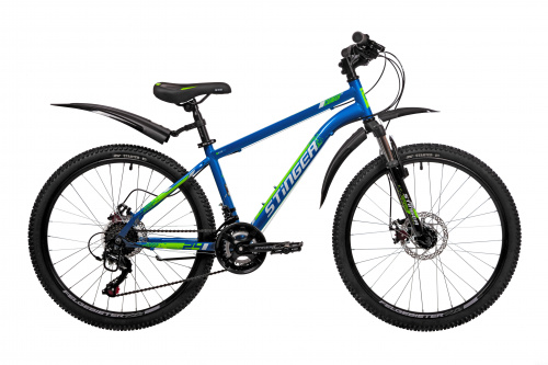 Фото выбрать и купить горный велосипед, горный двухподвес для подростка, BMX, полуфэт, фэтбайк, складной, детский велосипед для девочки или мальчика в СПб - большой выбор, размер колеса 20, 24, 26 и 27,5 дюйма, велосипед stinger caiman d 24 (2022) синий  в наличии - интернет-магазин Мастерская Тимура