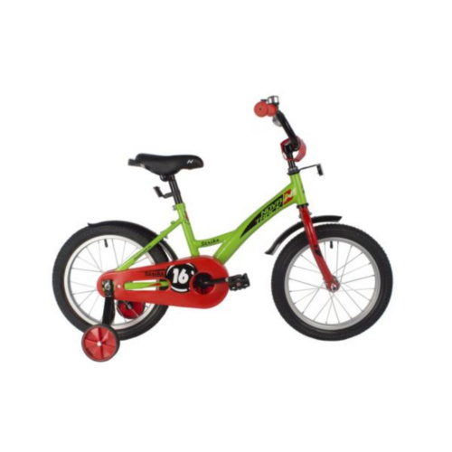 Фото выбрать и купить детский велосипед или подростковый, для девочки или мальчика, размеры 12 дюймов, 14 дюймов, 16 дюймов, 18 дюймов и 20 дюймов, горный, городской, фэтбайк, полуфэт, BMX, складной детский, трехколесный, со склада в СПб - детские велосипеды, велосипед novatrack 16" strike зеленый, тормоз нож, крылья корот, полная защита цепи  в наличии - интернет-магазин Мастерская Тимура