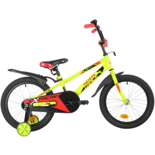Фото выбрать и купить детский велосипед или подростковый, для девочки или мальчика, размеры 12 дюймов, 14 дюймов, 16 дюймов, 18 дюймов и 20 дюймов, горный, городской, фэтбайк, полуфэт, BMX, складной детский, трехколесный, со склада в СПб - детские велосипеды, велосипед novatrack 18" extreme зеленый, сталь, тормоз нож, короткие крылья, полная защ.цепи  в наличии - интернет-магазин Мастерская Тимура