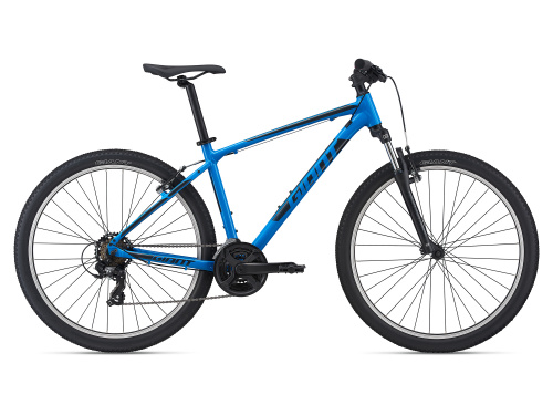 Фото выбрать и купить горный велосипед, полуфэт, трейловый, женский или унисекс, с доставкой, в магазине или со склада в СПб - большой выбор для взрослого 26, 27,5, 28, 29 дюйма, рама материал алюминий, карбон, сталь, хроммолибден, велосипед giant atx 26 (2022) vibrant blue, xs  в наличии - интернет-магазин Мастерская Тимура