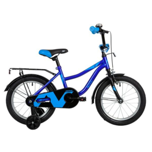 Фото выбрать и купить детский велосипед или подростковый, для девочки или мальчика, размеры 12 дюймов, 14 дюймов, 16 дюймов, 18 дюймов и 20 дюймов, горный, городской, фэтбайк, полуфэт, BMX, складной детский, трехколесный, со склада в СПб - детские велосипеды, велосипед novatrack 16" wind синий, полная защита цепи, пер.ручн, зад нож тормоз., крылья, багажник  в наличии - интернет-магазин Мастерская Тимура