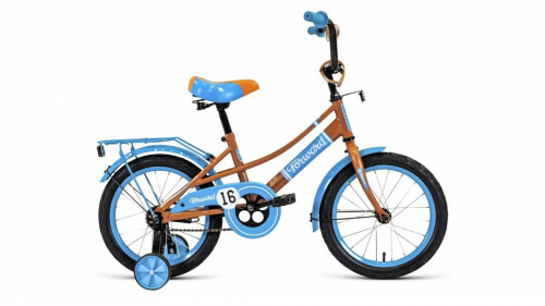Фото выбрать и купить детский велосипед или подростковый, для девочки или мальчика, размеры 12 дюймов, 14 дюймов, 16 дюймов, 18 дюймов и 20 дюймов, горный, городской, фэтбайк, полуфэт, BMX, складной детский, трехколесный, со склада в СПб - детские велосипеды, велосипед forward azure 16 (2021) бежевый / голубой  в наличии - интернет-магазин Мастерская Тимура