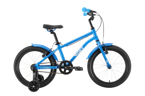 Фото выбрать и купить детский велосипед или подростковый, для девочки или мальчика, размеры 12 дюймов, 14 дюймов, 16 дюймов, 18 дюймов и 20 дюймов, горный, городской, фэтбайк, полуфэт, BMX, складной детский, трехколесный, со склада в СПб - детские велосипеды, велосипед stark foxy boy 18 (2022) голубой/серебристый  в наличии - интернет-магазин Мастерская Тимура