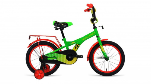 Фото выбрать и купить детский велосипед или подростковый, для девочки или мальчика, размеры 12 дюймов, 14 дюймов, 16 дюймов, 18 дюймов и 20 дюймов, горный, городской, фэтбайк, полуфэт, BMX, складной детский, трехколесный, со склада в СПб - детские велосипеды, велосипед forward crocky 16 (2021) зеленый / желтый  в наличии - интернет-магазин Мастерская Тимура