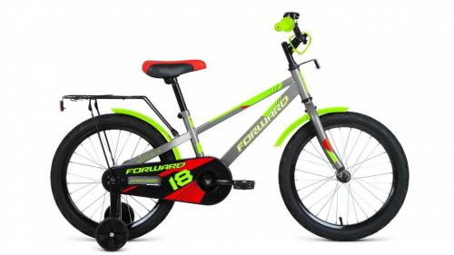 Фото выбрать и купить детский велосипед или подростковый, для девочки или мальчика, размеры 12 дюймов, 14 дюймов, 16 дюймов, 18 дюймов и 20 дюймов, горный, городской, фэтбайк, полуфэт, BMX, складной детский, трехколесный, со склада в СПб - детские велосипеды, велосипед forward meteor 18 (2021) серый / зеленый  в наличии - интернет-магазин Мастерская Тимура