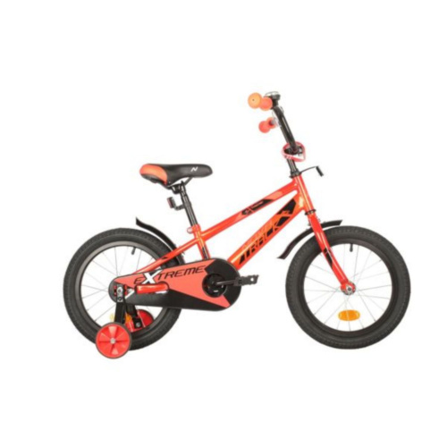 Фото выбрать и купить детский велосипед или подростковый, для девочки или мальчика, размеры 12 дюймов, 14 дюймов, 16 дюймов, 18 дюймов и 20 дюймов, горный, городской, фэтбайк, полуфэт, BMX, складной детский, трехколесный, со склада в СПб - детские велосипеды, велосипед novatrack 16" extreme красный, сталь, тормоз нож, короткие крылья, полная защ.цепи  в наличии - интернет-магазин Мастерская Тимура