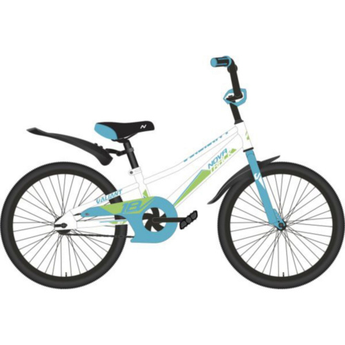 Фото выбрать и купить детский велосипед или подростковый, для девочки или мальчика, размеры 12 дюймов, 14 дюймов, 16 дюймов, 18 дюймов и 20 дюймов, горный, городской, фэтбайк, полуфэт, BMX, складной детский, трехколесный, со склада в СПб - детские велосипеды, велосипед novatrack 18" valiant белый, защита а-тип, тормоз нож, короткие крылья  в наличии - интернет-магазин Мастерская Тимура