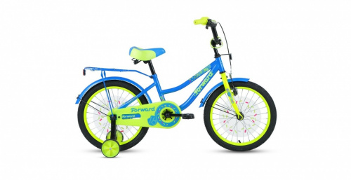 Фото выбрать и купить детский велосипед или подростковый, для девочки или мальчика, размеры 12 дюймов, 14 дюймов, 16 дюймов, 18 дюймов и 20 дюймов, горный, городской, фэтбайк, полуфэт, BMX, складной детский, трехколесный, со склада в СПб - детские велосипеды, велосипед forward funky 18 (2021) голубой / ярко-зеленый  в наличии - интернет-магазин Мастерская Тимура