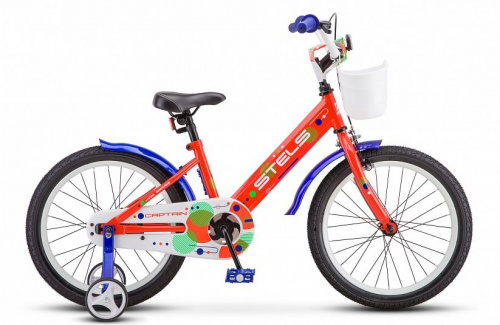Фото выбрать и купить детский велосипед или подростковый, для девочки или мальчика, размеры 12 дюймов, 14 дюймов, 16 дюймов, 18 дюймов и 20 дюймов, горный, городской, фэтбайк, полуфэт, BMX, складной детский, трехколесный, со склада в СПб - детские велосипеды, велосипед stels captain 18 v010 (2020) неоновый-красный  в наличии - интернет-магазин Мастерская Тимура