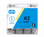 Фото выбрать и купить цепь 1v bmx kmc k1 -wide 112 зв. 1/2"х1/8" с замком cl710, в пластик. коробке 1 скор. для серебрист.-черная для велосипедов со склада в СПб - большой выбор для взрослого, запчасти для велосипедов в наличии - интернет-магазин Мастерская Тимура