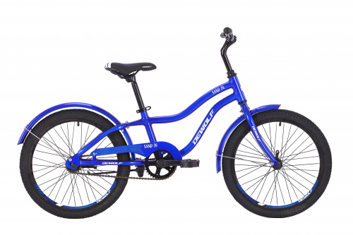 Фото выбрать и купить детский велосипед или подростковый, для девочки или мальчика, размеры 18 дюймов и 20 дюймов, горный, городской, фэтбайк, полуфэт, BMX, складной детский, со склада в СПб - детские велосипеды, велосипед dewolf sand 20 (2022) metallic blue/light blue/white  в наличии - интернет-магазин Мастерская Тимура