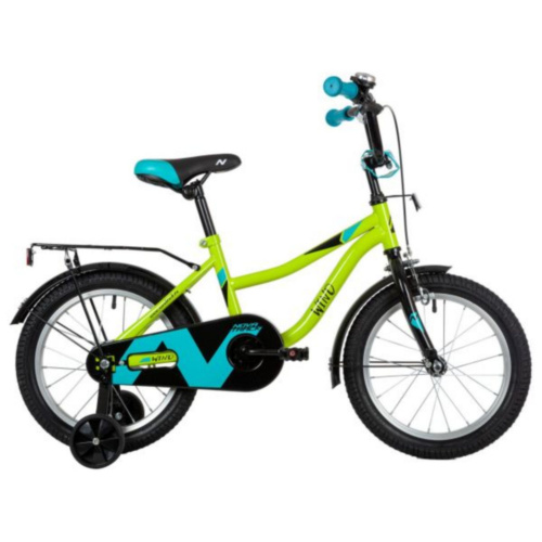 Фото выбрать и купить детский велосипед или подростковый, для девочки или мальчика, размеры 12 дюймов, 14 дюймов, 16 дюймов, 18 дюймов и 20 дюймов, горный, городской, фэтбайк, полуфэт, BMX, складной детский, трехколесный, со склада в СПб - детские велосипеды, велосипед novatrack 16" wind зеленый, полная защита цепи, пер.ручн, зад нож тормоз., крылья, багажник  в наличии - интернет-магазин Мастерская Тимура