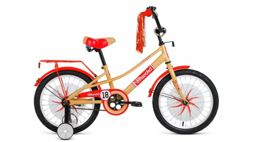 Фото выбрать и купить детский велосипед или подростковый, для девочки или мальчика, размеры 12 дюймов, 14 дюймов, 16 дюймов, 18 дюймов и 20 дюймов, горный, городской, фэтбайк, полуфэт, BMX, складной детский, трехколесный, со склада в СПб - детские велосипеды, велосипед forward azure 18 (2021) бежевый / красный  в наличии - интернет-магазин Мастерская Тимура