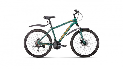 Фото выбрать и купить горный велосипед, полуфэт, трейловый, женский или унисекс, с доставкой, в магазине или со склада в СПб - большой выбор для взрослого 26, 27,5, 28, 29 дюйма, рама материал алюминий, карбон, сталь, хроммолибден, велосипед forward hardi 26 2.0 disc (2020) matt green зелёный матовый, размер 17''  в наличии - интернет-магазин Мастерская Тимура