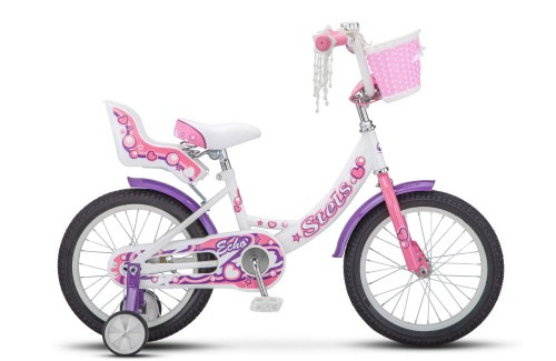 Фото выбрать и купить детский велосипед или подростковый, для девочки или мальчика, размеры 12 дюймов, 14 дюймов, 16 дюймов, 18 дюймов и 20 дюймов, горный, городской, фэтбайк, полуфэт, BMX, складной детский, трехколесный, со склада в СПб - детские велосипеды, велосипед stels echo 16 v020 (2019) белый/розовый, размер 9,5"  в наличии - интернет-магазин Мастерская Тимура