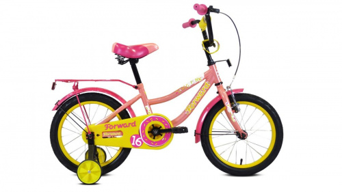 Фото выбрать и купить детский велосипед или подростковый, для девочки или мальчика, размеры 12 дюймов, 14 дюймов, 16 дюймов, 18 дюймов и 20 дюймов, горный, городской, фэтбайк, полуфэт, BMX, складной детский, трехколесный, со склада в СПб - детские велосипеды, велосипед forward funky 16 (2020) coral/violet кораловый/фиолетовый  в наличии - интернет-магазин Мастерская Тимура