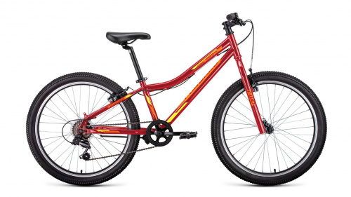 Фото выбрать и купить горный велосипед, горный двухподвес для подростка, BMX, полуфэт, фэтбайк, складной, детский велосипед для девочки или мальчика в СПб - большой выбор, размер колеса 20, 24, 26 и 27,5 дюйма, велосипед forward titan 24 1.0 (2022) красный/желтый, 12"  в наличии - интернет-магазин Мастерская Тимура