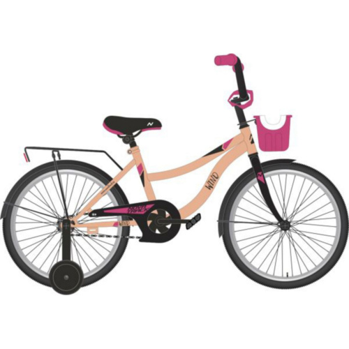 Фото выбрать и купить детский велосипед или подростковый, для девочки или мальчика, размеры 12 дюймов, 14 дюймов, 16 дюймов, 18 дюймов и 20 дюймов, горный, городской, фэтбайк, полуфэт, BMX, складной детский, трехколесный, со склада в СПб - детские велосипеды, велосипед novatrack 18" wind коралловый, защита цепи а-тип, ножной тормоз., крылья, багажник, пер.корзина  в наличии - интернет-магазин Мастерская Тимура