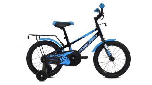 Фото выбрать и купить детский велосипед или подростковый, для девочки или мальчика, размеры 12 дюймов, 14 дюймов, 16 дюймов, 18 дюймов и 20 дюймов, горный, городской, фэтбайк, полуфэт, BMX, складной детский, трехколесный, со склада в СПб - детские велосипеды, велосипед forward meteor 16 (2021) черный / синий  в наличии - интернет-магазин Мастерская Тимура