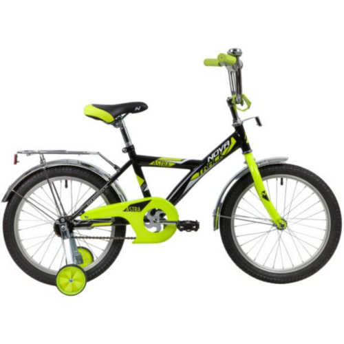 Фото выбрать и купить детский велосипед или подростковый, для девочки или мальчика, размеры 12 дюймов, 14 дюймов, 16 дюймов, 18 дюймов и 20 дюймов, горный, городской, фэтбайк, полуфэт, BMX, складной детский, трехколесный, со склада в СПб - детские велосипеды, велосипед novatrack 18" astra чёрный, тормоз нож, крылья и багажник хром, защита а-тип  в наличии - интернет-магазин Мастерская Тимура
