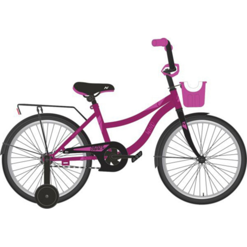 Фото выбрать и купить детский велосипед или подростковый, для девочки или мальчика, размеры 12 дюймов, 14 дюймов, 16 дюймов, 18 дюймов и 20 дюймов, горный, городской, фэтбайк, полуфэт, BMX, складной детский, трехколесный, со склада в СПб - детские велосипеды, велосипед novatrack 18" wind фуксия, защита цепи а-тип, ножной тормоз., крылья, багажник, пер.корзина  в наличии - интернет-магазин Мастерская Тимура