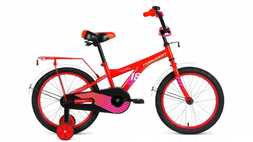Фото выбрать и купить детский велосипед или подростковый, для девочки или мальчика, размеры 12 дюймов, 14 дюймов, 16 дюймов, 18 дюймов и 20 дюймов, горный, городской, фэтбайк, полуфэт, BMX, складной детский, трехколесный, со склада в СПб - детские велосипеды, велосипед forward crocky 18 (2021) красный / фиолетовый  в наличии - интернет-магазин Мастерская Тимура