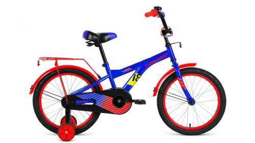 Фото выбрать и купить детский велосипед или подростковый, для девочки или мальчика, размеры 12 дюймов, 14 дюймов, 16 дюймов, 18 дюймов и 20 дюймов, горный, городской, фэтбайк, полуфэт, BMX, складной детский, трехколесный, со склада в СПб - детские велосипеды, велосипед forward crocky 18 (2021) синий / красный  в наличии - интернет-магазин Мастерская Тимура