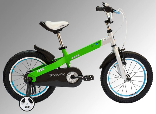 Фото выбрать и купить детский велосипед или подростковый, для девочки или мальчика, размеры 12 дюймов, 14 дюймов, 16 дюймов, 18 дюймов и 20 дюймов, горный, городской, фэтбайк, полуфэт, BMX, складной детский, трехколесный, со склада в СПб - детские велосипеды, велосипед royal baby buttons alloy 18 (2019) зелёный  в наличии - интернет-магазин Мастерская Тимура