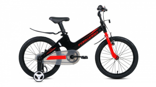 Фото выбрать и купить детский велосипед или подростковый, для девочки или мальчика, размеры 12 дюймов, 14 дюймов, 16 дюймов, 18 дюймов и 20 дюймов, горный, городской, фэтбайк, полуфэт, BMX, складной детский, трехколесный, со склада в СПб - детские велосипеды, велосипед forward cosmo 18 (2021) черный / красный  в наличии - интернет-магазин Мастерская Тимура