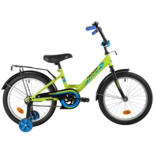 Фото выбрать и купить детский велосипед или подростковый, для девочки или мальчика, размеры 12 дюймов, 14 дюймов, 16 дюймов, 18 дюймов и 20 дюймов, горный, городской, фэтбайк, полуфэт, BMX, складной детский, трехколесный, со склада в СПб - детские велосипеды, велосипед novatrack 18" forest зеленый, сталь, тормоз нож, крылья, багажник  в наличии - интернет-магазин Мастерская Тимура