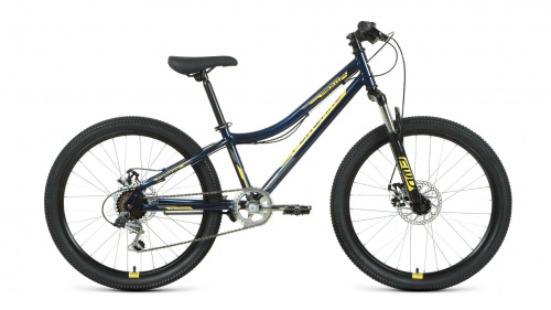 Фото выбрать и купить горный велосипед, горный двухподвес для подростка, BMX, полуфэт, фэтбайк, складной, детский велосипед для девочки или мальчика в СПб - большой выбор, размер колеса 20, 24, 26 и 27,5 дюйма, велосипед forward titan 24 2.0 d (2022) темно-синий/золотой, 12"  в наличии - интернет-магазин Мастерская Тимура