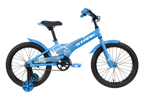 Фото выбрать и купить детский велосипед или подростковый, для девочки или мальчика, размеры 12 дюймов, 14 дюймов, 16 дюймов, 18 дюймов и 20 дюймов, горный, городской, фэтбайк, полуфэт, BMX, складной детский, трехколесный, со склада в СПб - детские велосипеды, велосипед stark tanuki 18 boy (2023) синий/белый/желтый  в наличии - интернет-магазин Мастерская Тимура