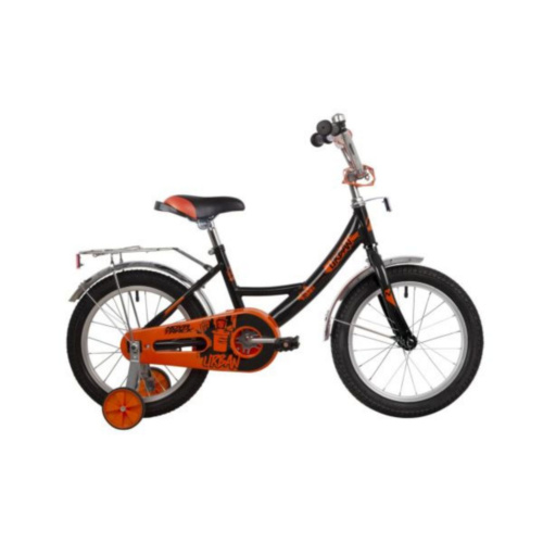 Фото выбрать и купить детский велосипед или подростковый, для девочки или мальчика, размеры 12 дюймов, 14 дюймов, 16 дюймов, 18 дюймов и 20 дюймов, горный, городской, фэтбайк, полуфэт, BMX, складной детский, трехколесный, со склада в СПб - детские велосипеды, велосипед novatrack 16" urban чёрный, полная защита цепи, тормоз нож, крылья и багажник хром  в наличии - интернет-магазин Мастерская Тимура