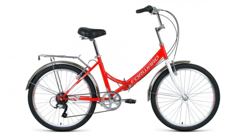 Фото выбрать и купить горный или городской велосипед, туристический, складной, со склада в СПб - большой выбор для взрослого, размеры 14, 16, 20, 22, 24, 26, 28 дюймов, детские велосипеды, велосипед forward valencia 24 2.0 (2021) красный / серый  в наличии - интернет-магазин Мастерская Тимура