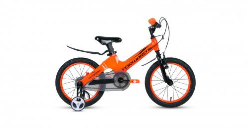 Фото выбрать и купить детский велосипед или подростковый, для девочки или мальчика, размеры 12 дюймов, 14 дюймов, 16 дюймов, 18 дюймов и 20 дюймов, горный, городской, фэтбайк, полуфэт, BMX, складной детский, трехколесный, со склада в СПб - детские велосипеды, велосипед forward cosmo 16 2.0 (2020) orange оранжевый  в наличии - интернет-магазин Мастерская Тимура