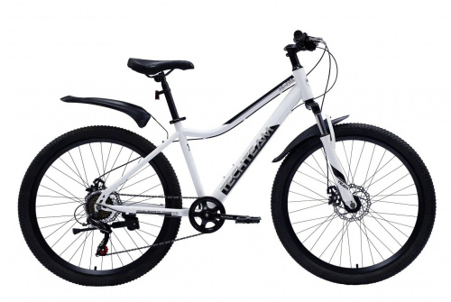 Фото выбрать и купить горный велосипед, горный двухподвес для подростка, BMX, полуфэт, фэтбайк, складной, детский велосипед для девочки или мальчика в СПб - большой выбор, размер колеса 20, 24, 26 и 27,5 дюйма, велосипед tech team aria 26 disc (2022) белый, 14"  в наличии - интернет-магазин Мастерская Тимура