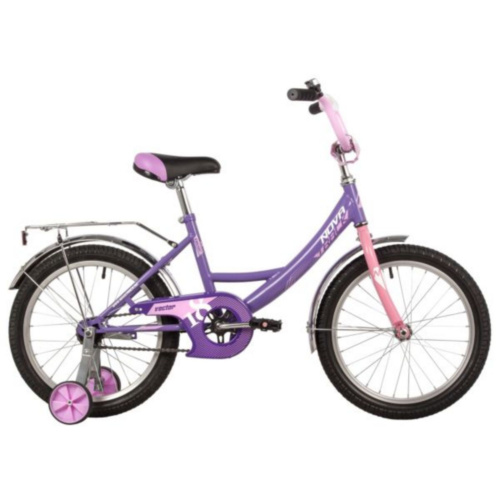 Фото выбрать и купить детский велосипед или подростковый, для девочки или мальчика, размеры 12 дюймов, 14 дюймов, 16 дюймов, 18 дюймов и 20 дюймов, горный, городской, фэтбайк, полуфэт, BMX, складной детский, трехколесный, со склада в СПб - детские велосипеды, велосипед novatrack 18" vector фиолетовый, защита а-тип, тормоз нож., крылья и багажник хром.  в наличии - интернет-магазин Мастерская Тимура