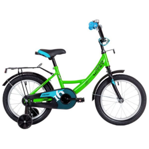 Фото выбрать и купить детский велосипед или подростковый, для девочки или мальчика, размеры 12 дюймов, 14 дюймов, 16 дюймов, 18 дюймов и 20 дюймов, горный, городской, фэтбайк, полуфэт, BMX, складной детский, трехколесный, со склада в СПб - детские велосипеды, велосипед novatrack 16" vector лаймовый, тормоз нож, крылья, багажник, полная защ.цепи  в наличии - интернет-магазин Мастерская Тимура